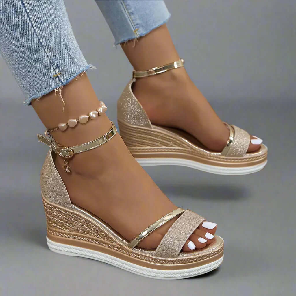 "Sandales élégantes pour femme, confort et polyvalence avec design intemporel, couleur neutre, semelle plate, lanières fines"