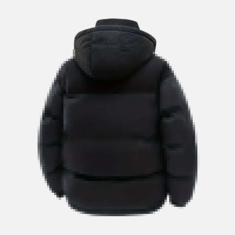 Veste hiver unisexe, blocs colorés, matelassée, capuche amovible, moderne, idéale pour hommes et femmes, style tendance.