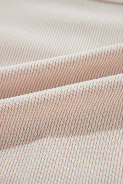 "Veste en velours côtelé beige avec capuche, style décontracté et élégant pour femmes, doux et parfait pour l'automne."