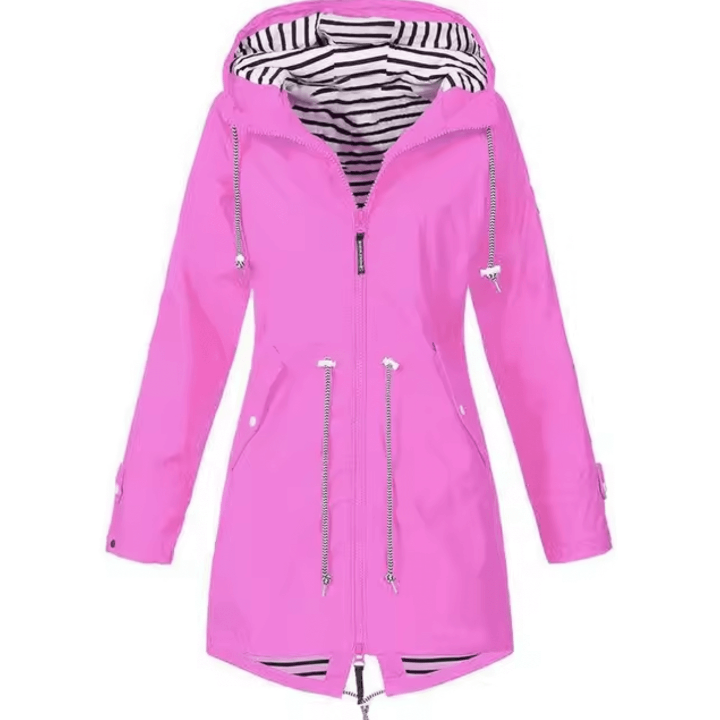 "Imperméable femme élégant Daria, moderne, noir, avec capuche, design sophistiqué, protection pluie, taille varied"