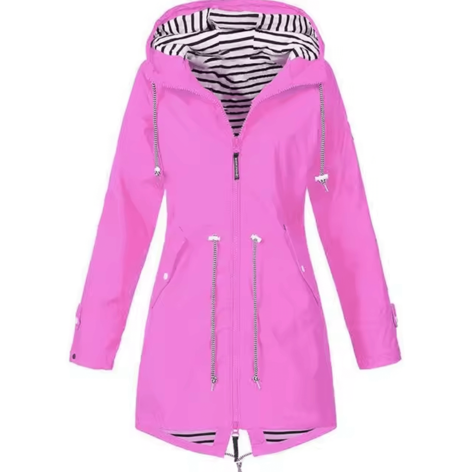 "Imperméable femme élégant Daria, moderne, noir, avec capuche, design sophistiqué, protection pluie, taille varied"