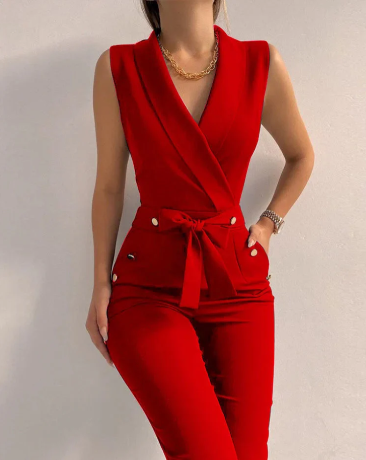 Combinaison femme col V coupe cintrée – Lovimora