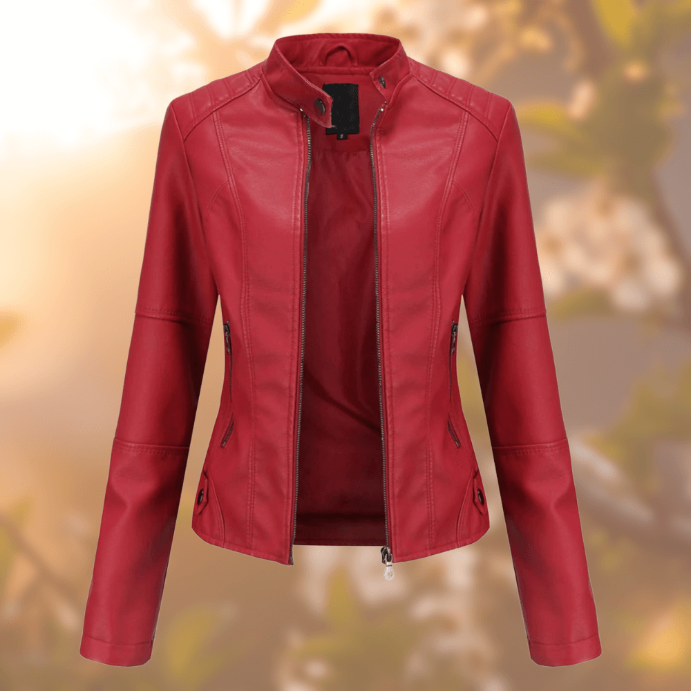 "Veste élégante en faux cuir noire pour femmes, design raffiné et polyvalent, parfaite pour tenues décontractées ou formelles