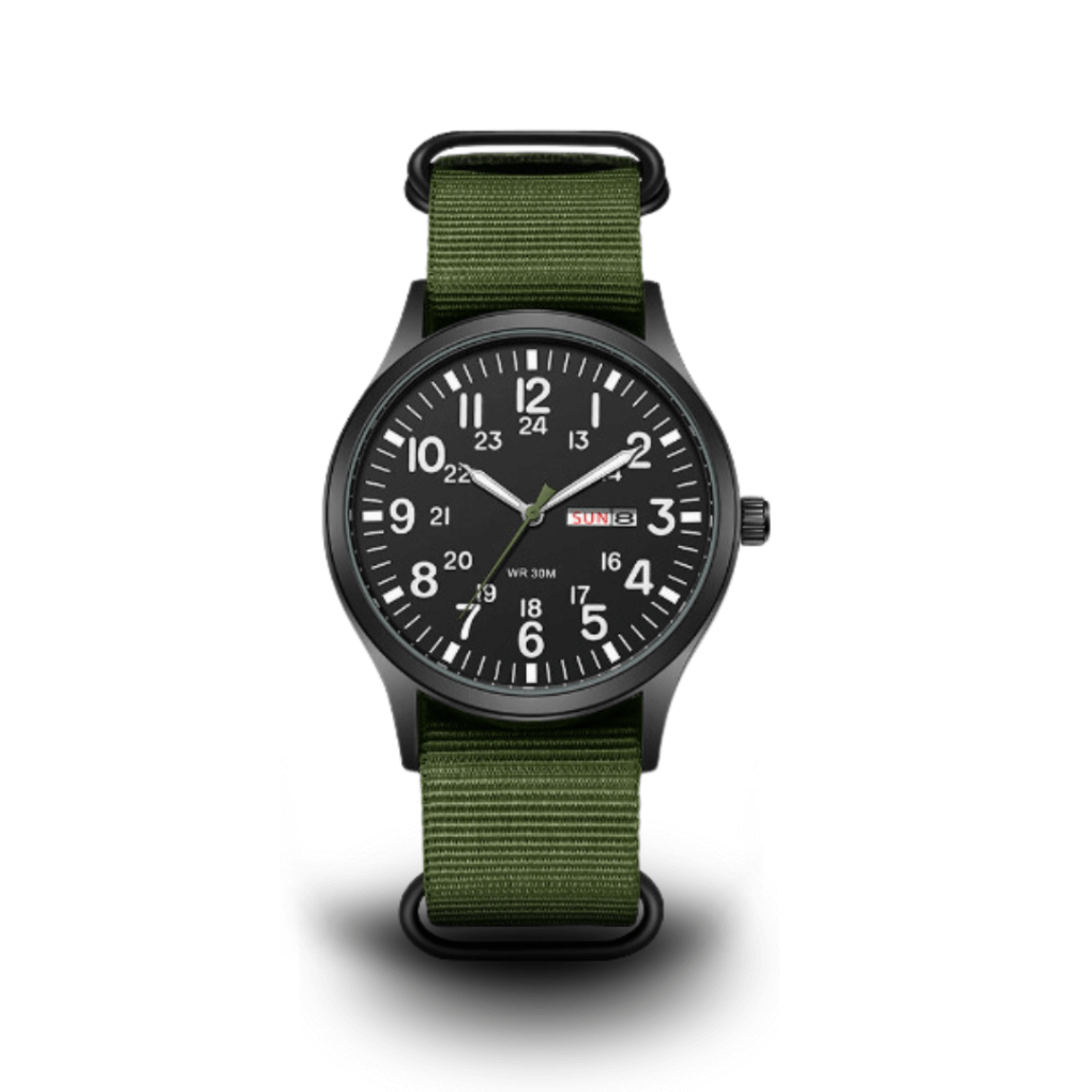 "Montre militaire étanche tactique avec cadran lumineux, design robuste, idéale pour missions extérieures et urbaines."
