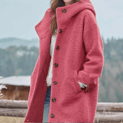 "Veste épaisse pour femmes, vue de face, coupe moderne, tissu tweed gris, élégante et chaude, idéale pour l'hiver."