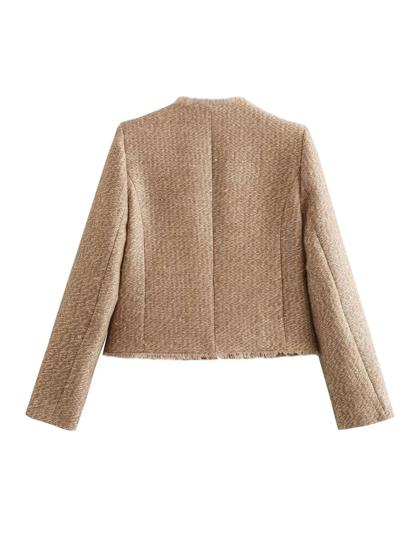 "Veste Élégante Femme Élise, design chic et polyvalent, parfaite pour un look casual ou formel, en tissu polyester."