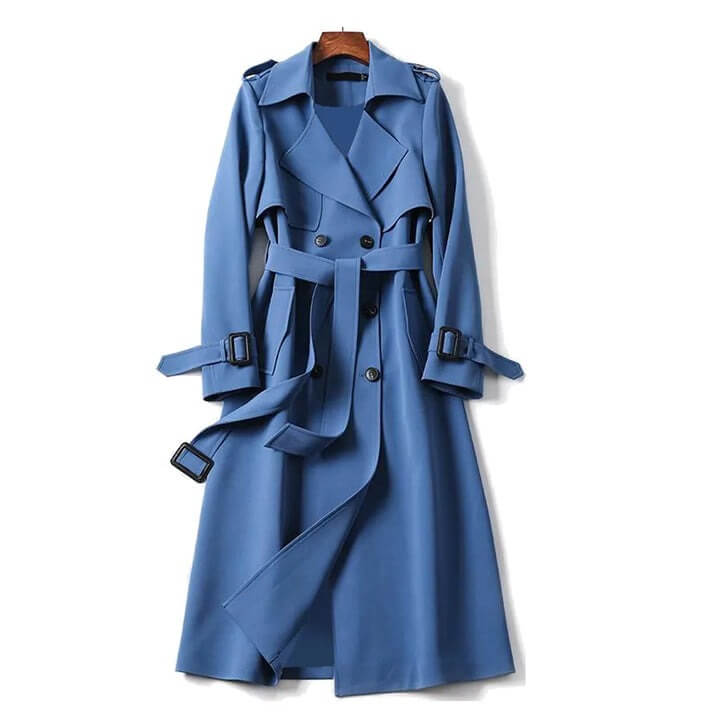 "Trench-coat Astra élégant et imperméable, vue avant, style chic avec tissu waterproof, couleur beige classic pour femmes"