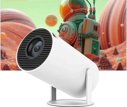 "Projecteur portable 4K HD design compact, boîtier élégant avec lentille large, parfait pour cinéma maison intérieur et extér