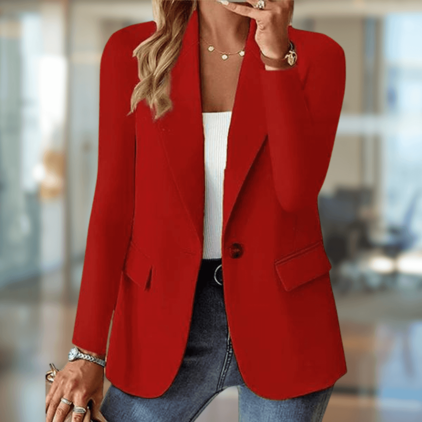Blazer pour femme en cachemire, élégant et confortable, couleur neutre, coupe classique, parfait pour toute occasion.