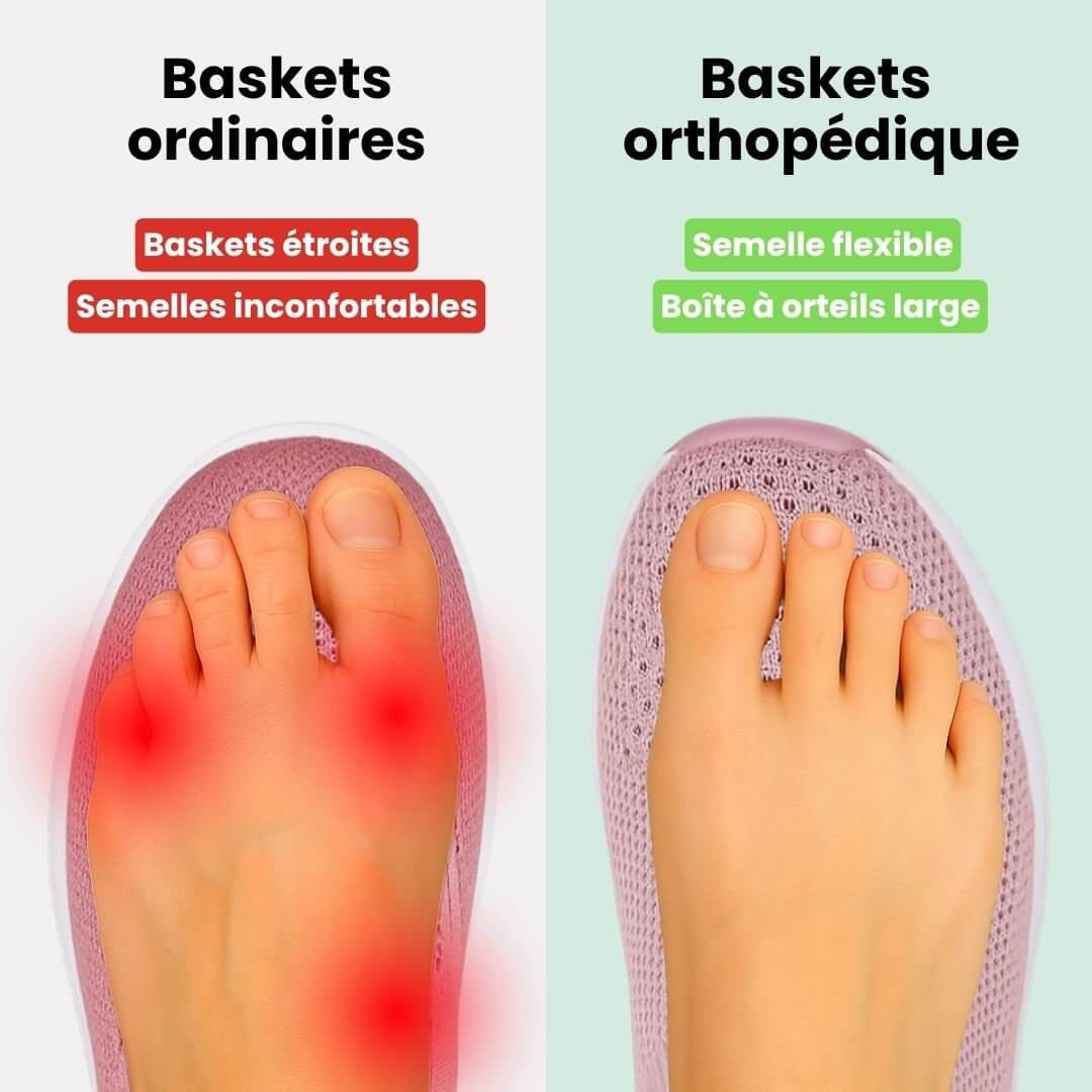 "Baskets orthopédiques pour femme en gris foncé, style moderne et semelles confortables, vue latérale élégante."