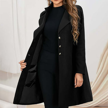 "Manteau en laine pour femmes, coupe raffinée, vue de face, élégant et confortable, parfait pour l'hiver"