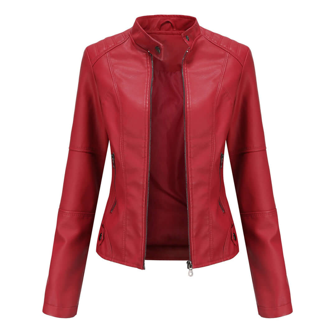 Veste en cuir camel pour femmes, chic et polyvalente, en cuir souple, apportant élégance et confort à toutes occasions.