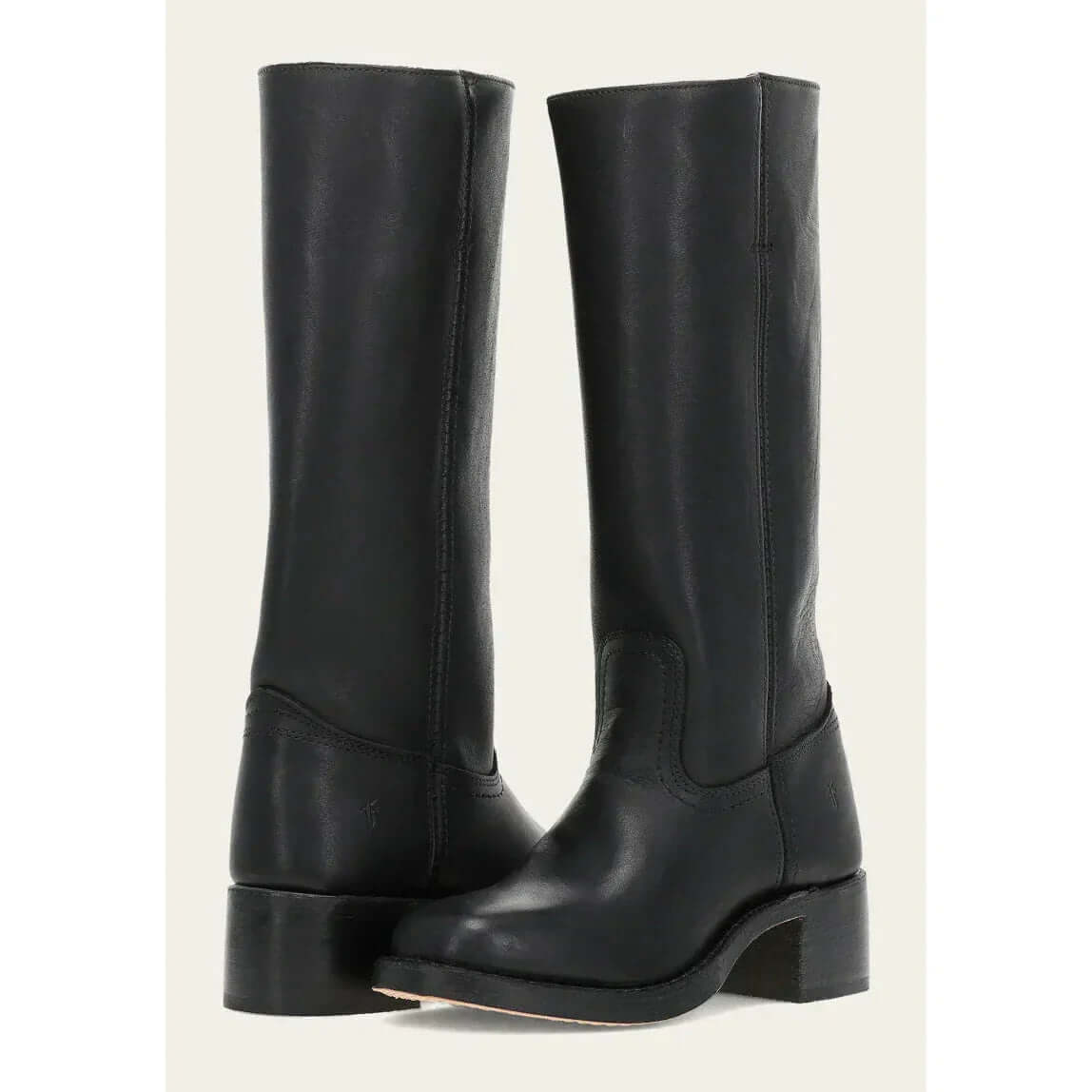 "Bottes hautes pour femmes en cuir avec talon bloc et bout carré, élégance et confort pour toutes occasions."
