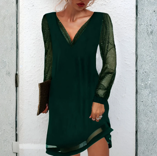 Robe noire femme manches en dentelle – Lovimora
