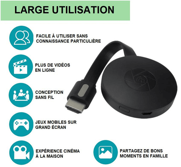 Stick TV Multimédia compact, design moderne, connectique HDMI, améliore téléviseur en smart TV instantanément, facile à insta