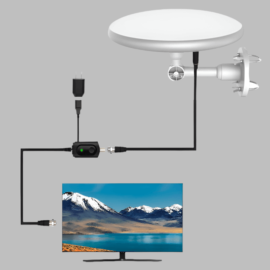 "Antenne TV HD extérieure longue portée, résistante aux intempéries, offrant réception gratuite de chaînes en milieu urbain e