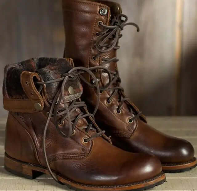 "Bottes femme cuir PU, lacets hauteur cheville, semelle antidérapante, style britannique et coréen élégant."