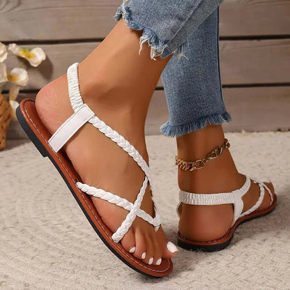 "Sandales plates confortables pour femme en couleurs variées, design minimaliste et brides ajustables pour un style estival é