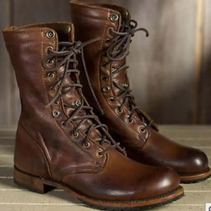 "Bottes femme cuir PU, lacets hauteur cheville, semelle antidérapante, style britannique et coréen élégant."