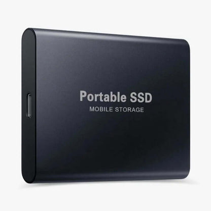 "SSD externe ultra-rapide USB-C 1TB-16TB en aluminium robuste, vue frontale, idéal pour gamers et professionnels."