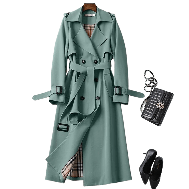 "Trench-coat femme élégant, léger, coupe classique et intemporelle, parfait pour toutes occasions."