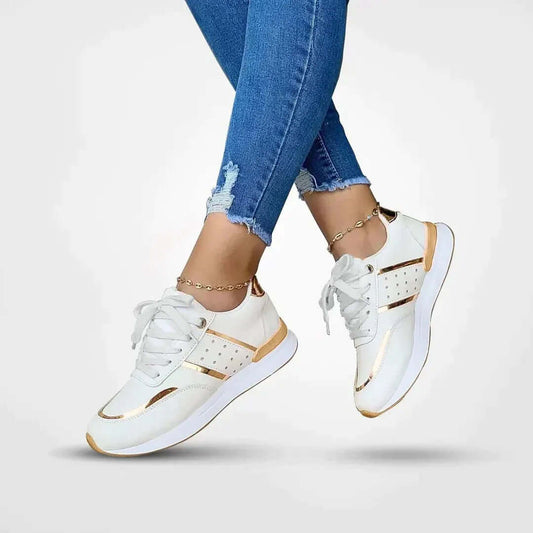 Chaussures orthopédiques élégantes pour femme, design moderne, cuir souple, semelles Vibram pour confort et adhérence.